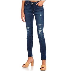 Levi’s 711 Distressed Mid Rise Dark Wash Skinny Jeans 27